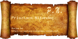 Prisztacs Nikander névjegykártya